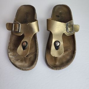 Streetwear Society push toe gold cork slides